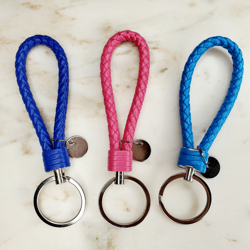 Braided Vegan Leather Keychain Keyring Key Fob